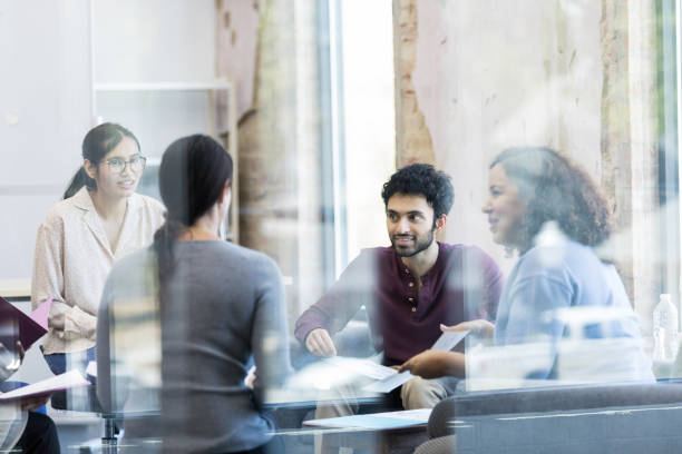 istock Multiracial Group Therapy Session, Diverse People in Meeting 2203445416