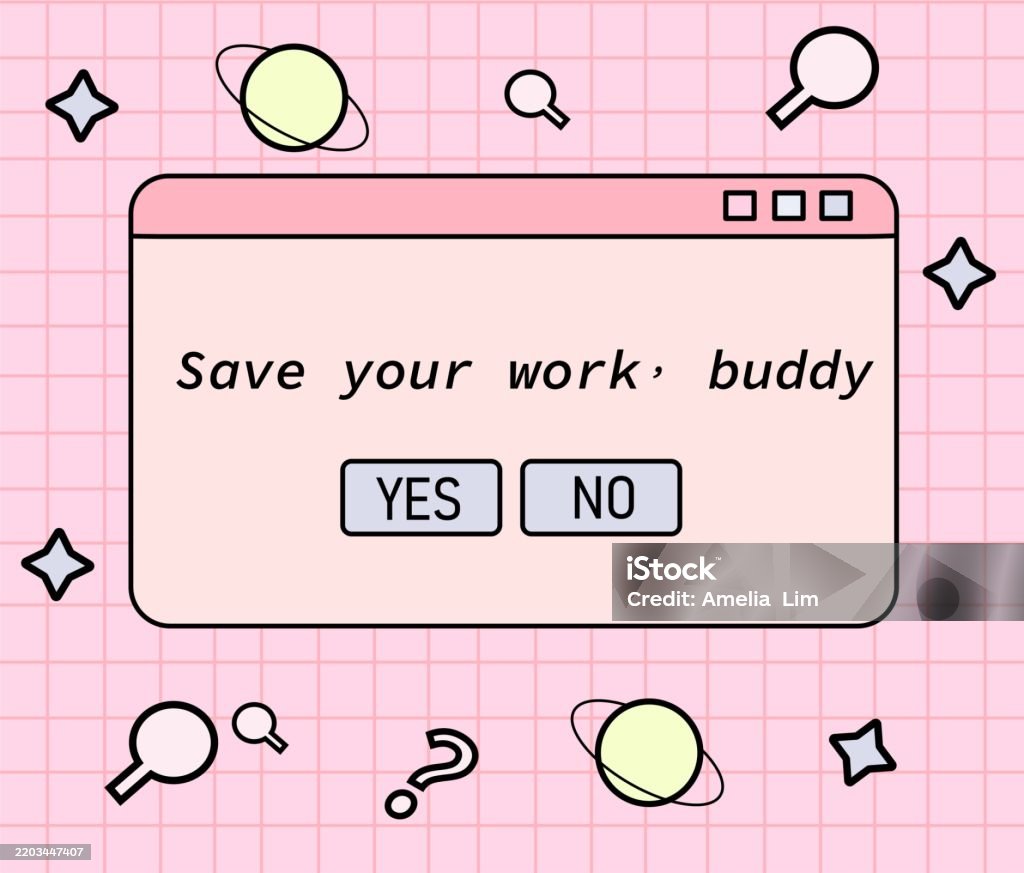 Vector Illustration Of Retro Computer Funny Error Screen Cute Old ...