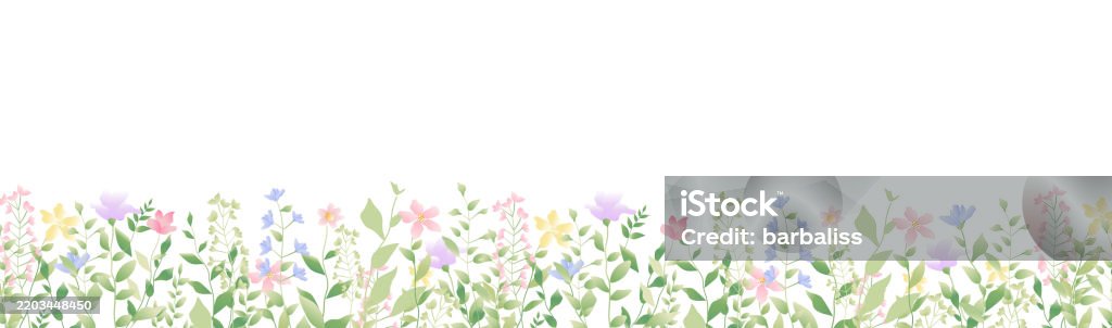 Spring Abstract Borders Spring Flowers Border Isolated Wite Background Stock Illustration ...
