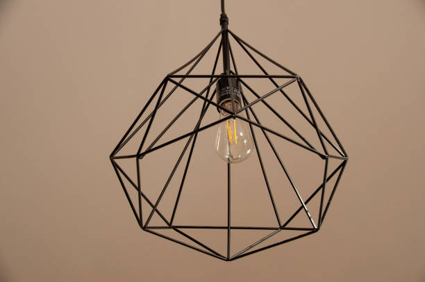 istock Modern Geometric Style Light Fixture with Exposed Bulb Design 2203449917