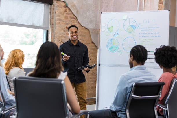 istock Businessman giving a presentation to his team using a digital tablet 2203450034