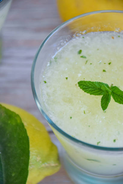istock homemade lemon granita with mint or mint herb 2203457778