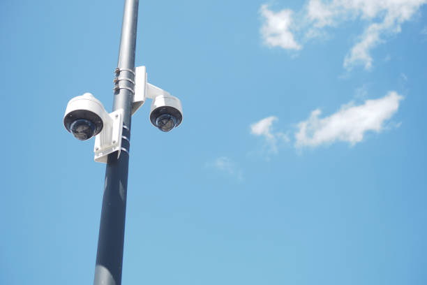 istock A modern surveillance camera is positioned on a clear day, capturing the surrounding environment 2203459791