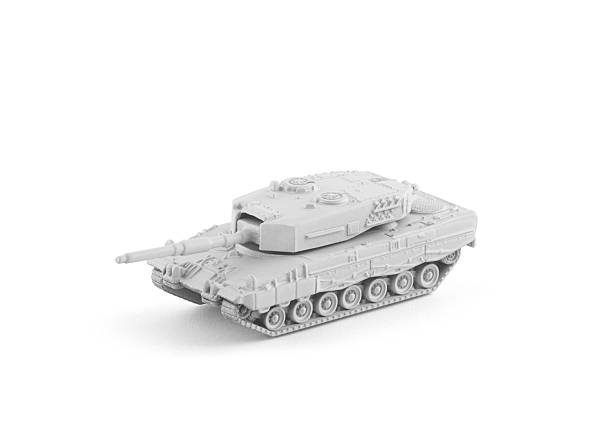 istock Modern white tank toy miniature isolated on white background with clipping path 2203461068