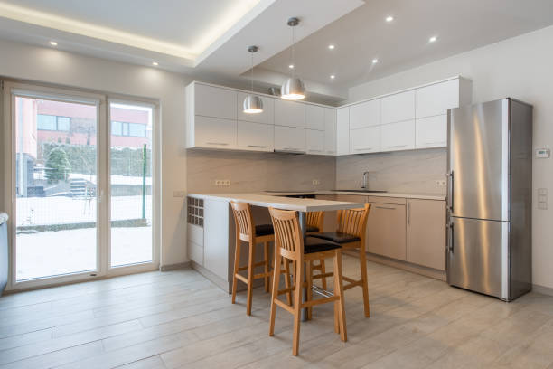 istock Modern Home Kitchen Interior Design Featuring Minimalist Furniture and a Spacious Layout 2203463461