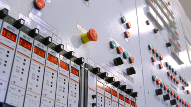 istock New modern industry control panel with buttons sensors and switches. 2203463528