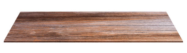 istock Wood Table isolated on White Background,Perspective Close up brown wooden table with abstract nature texture with clipping path,Top view plank dark brown wood floor with driftwood grain surface 2203464521