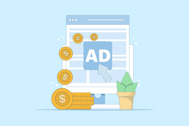 istock pay per click concept. online advertising where advertisers pay each time their ads are clicked. click to earn money. computer monitor with cursor, coins and debit card. flat illustration. 2203464979