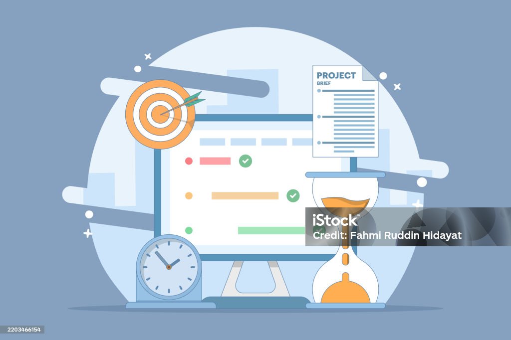 Compiling Program Cartoon Project Management Concept Compiling Program Checklist On Laptop ...