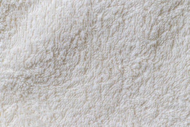 istock Close up shot of the soft, white towel fabric. Texture 2203475647