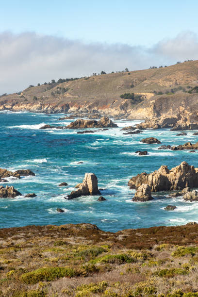 istock Coast trail with vegetation and mountains 2203480286