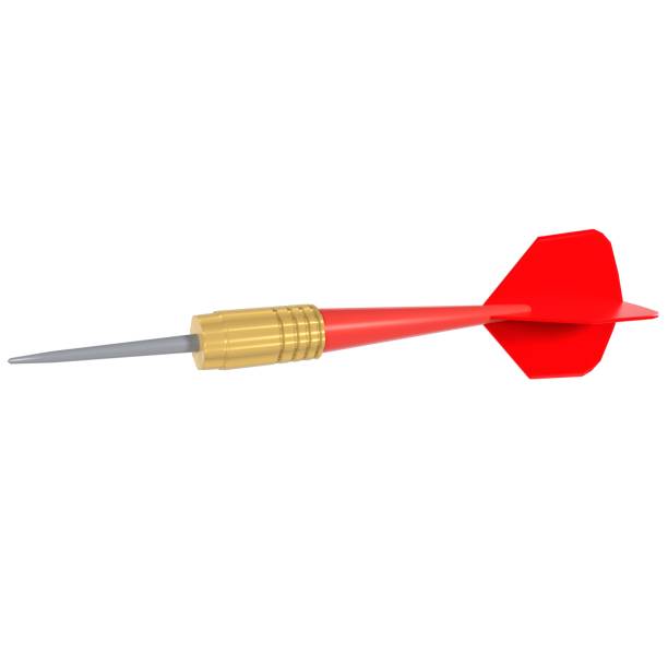 istock Realistic 3d rendering of a red dart with metallic tip and fins 2203480366