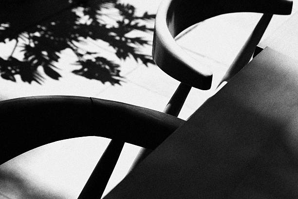 Wooden Chairs. Monochromatic Black and White Tones