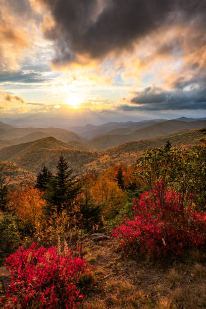 istock Autumn sunset, blue ridge mountains, north carolina 2203481948
