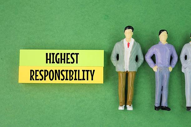 istock miniature people and colored paper with the word highest responsibility 2203501588