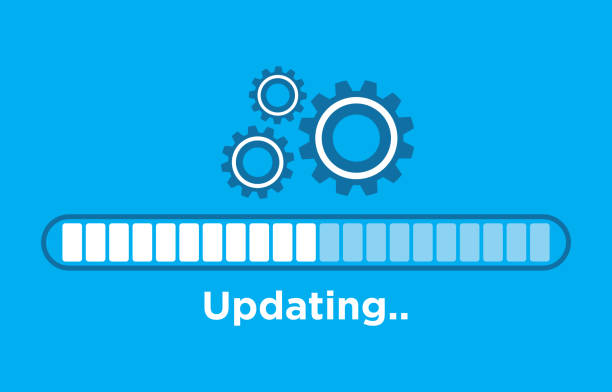 update oder upgrade der systemsoftware. symbol für den webbildschirm des app-installationsprozesses - aktualisierung kommunikation stock-grafiken, -clipart, -cartoons und -symbole