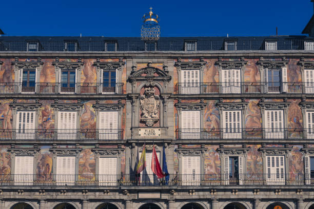 Madrid, Spain. February 03, 2025. The Plaza Mayor square, a major public space in the heart of Madrid. Casa de la Panaderia