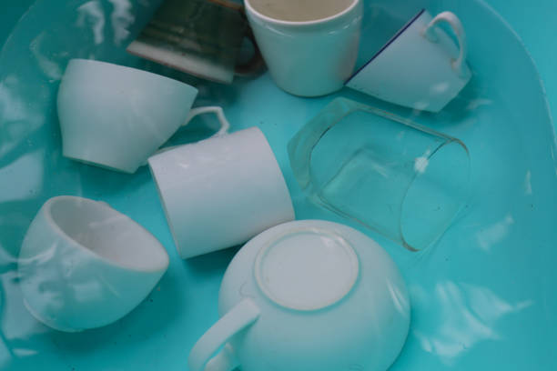 Coffee mugs background. Digitally generated image. 3d render.