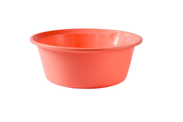 istock Plastic empty Pink basin or washing up bowl on background. 2203520514