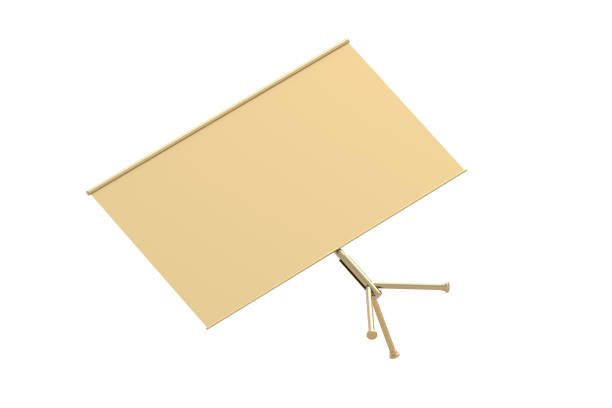 istock Golden projection screen stand on tripod isolated on white background. 3d render 2203522326