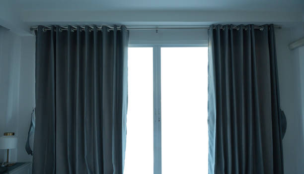 istock door / window curtain isolated on white background, Clipping path 2203524372