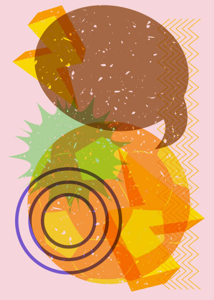 istock Risograph Football Ball with speech bubble with geometric shapes. Objects in trendy riso graph print texture style design with geometry elements. 2203530077