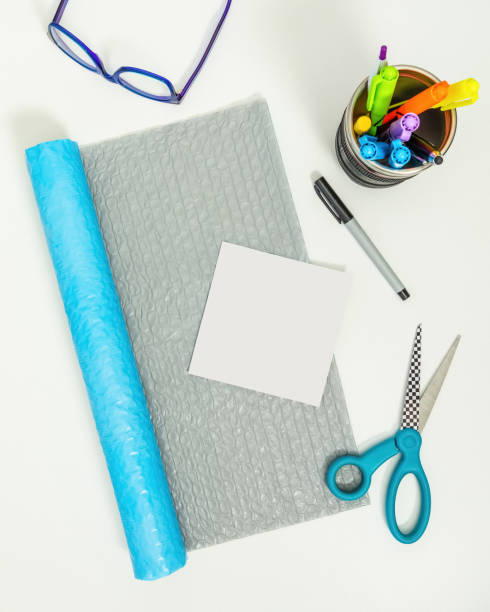istock Photo mockup template with bubble pack packing supplies 2203535848