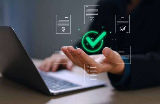 istock Quality control concept, industrial quality assurance, service system, business certification, ISO standards, digital technology, quality assurance process 2203538341