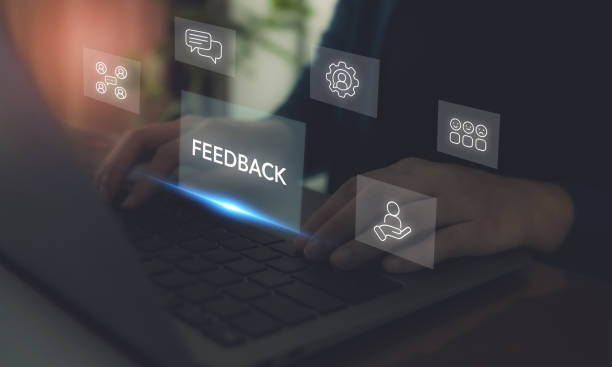 istock Get feedback for improvement. Listen to team and customer feedback to improve work efficiency. Team communication skill, engagement, idea sharing, open mind, customer feedback and consulting. 2203539838