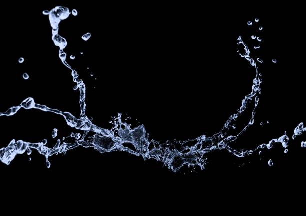 istock 3d illustration of abstract blue water splashes on black background 2203540011