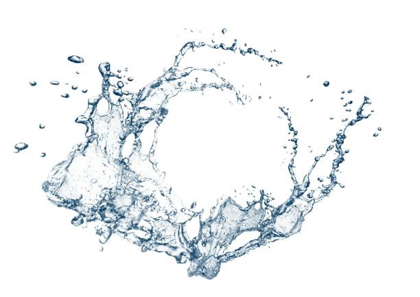 istock 3d illustration of abstract blue water splashes on white background 2203540026
