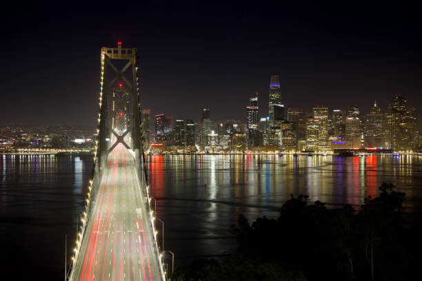 San Francisco–Oakland Bay Bridge and Financial District from Yerba Buena Island, San Francisco, California.