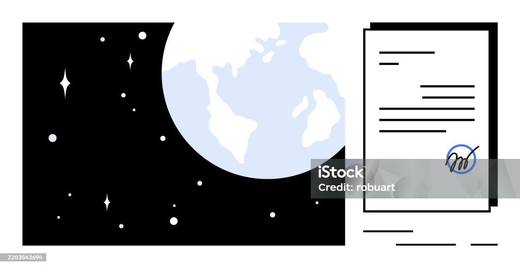 Multiphysics Exploration Contract Example Space Exploration Contract With Earth And Document Depiction Stock ...