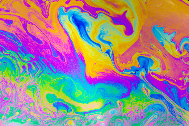 Psychedelic multicolored background abstract. Rainbow colors. patterns background. Photo macro shot of soap bubbles