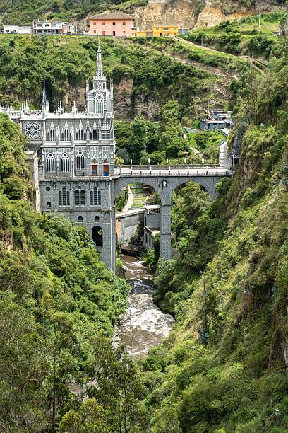 istock Las Lajas Sanctuary in a lush Colombian canyon. 2203551776