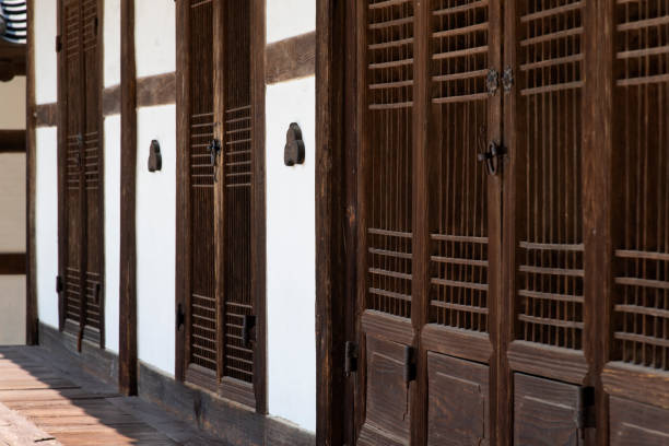 istock doors and balcony at the traditional Korean house 2203554311