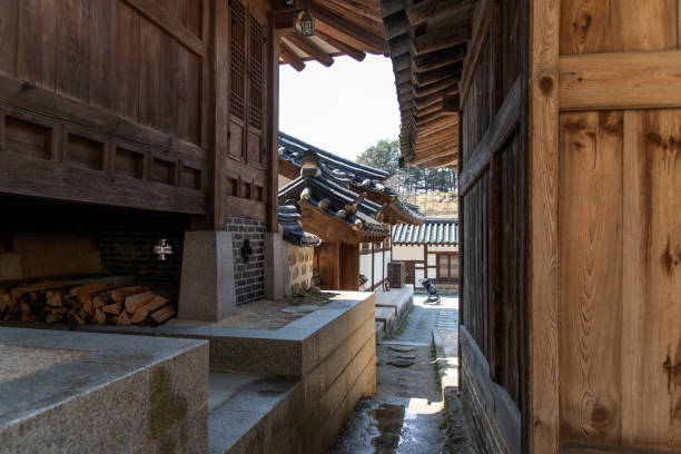 istock alley between the traditional Korean buildings 2203554355