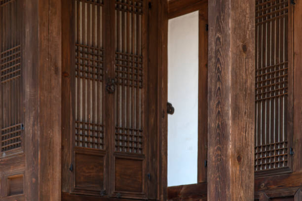 istock wooden column and room door 2203554443