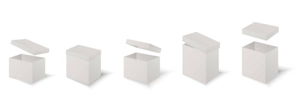 istock Gift Box Set, open and closed. Set of Christmas boxes with ribbons, bows and surprises, vector. 2203559806