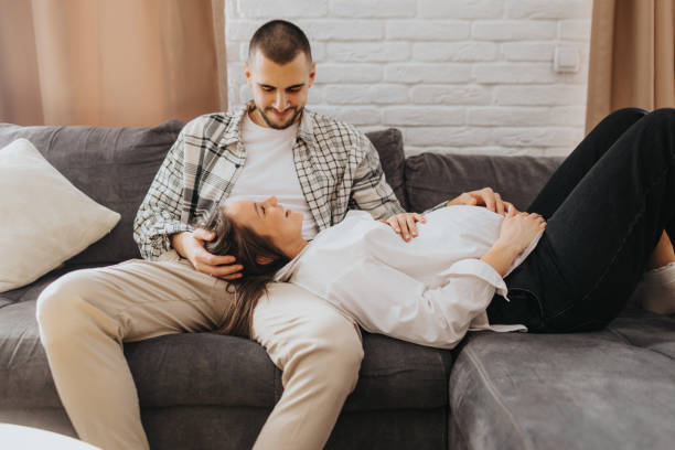 istock Happy future parents bonding at home 2203561873