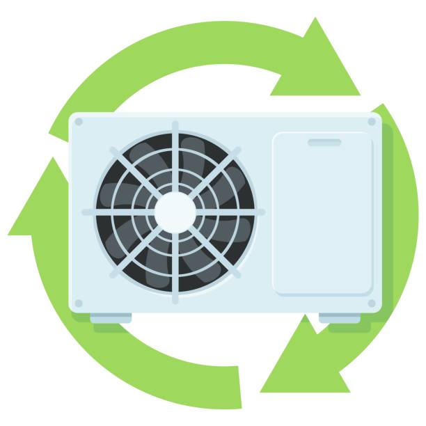 recycling von wärmepumpen (ausgeschnitten) - wärmepumpe stock-grafiken, -clipart, -cartoons und -symbole