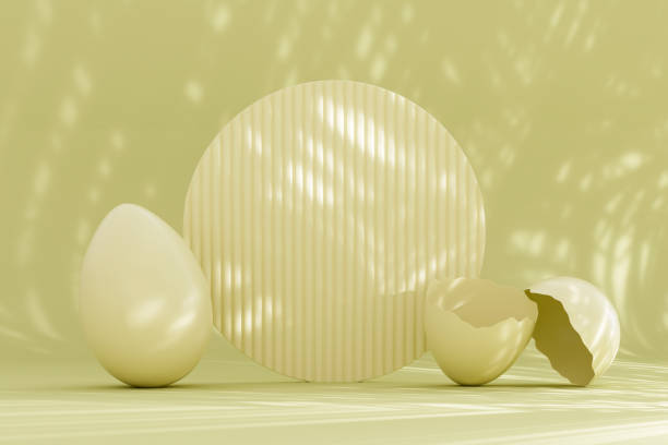 istock Easter Egg and Product Exhibition Area on Green Background, Easter Concept 2203565005