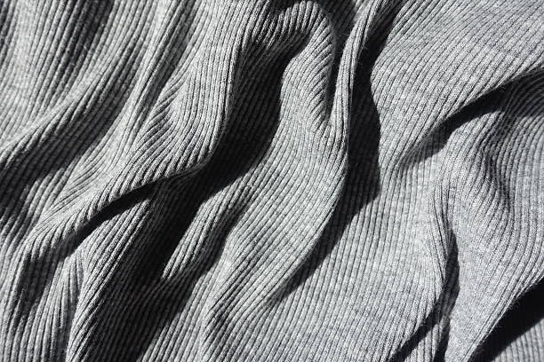 istock Rumpled thick heather grey rib knit fabric 2203567412