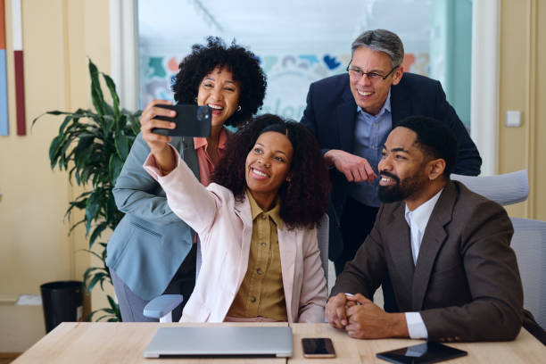 istock Business team taking a selfie in the office 2203570251