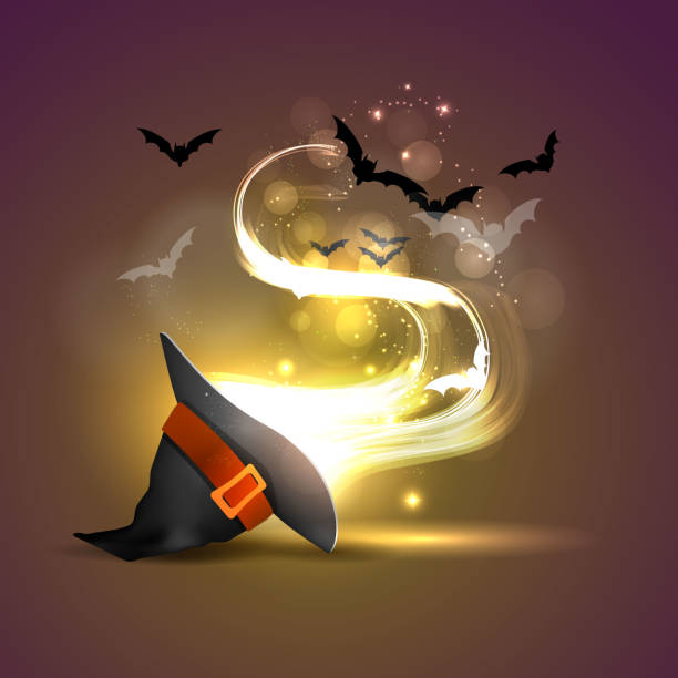 istock Vector illustration of Halloween concept. Magic holiday. The potion is brewed, bats, cobwebs, spiders. 2203574485