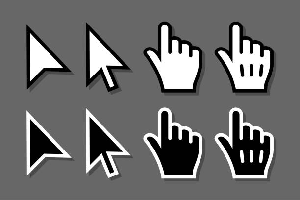 stockillustraties, clipart, cartoons en iconen met mouse cursor 2 - muisaanwijzer