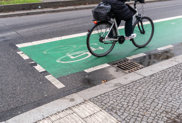 istock Low section of a cyclist on a bicycle lane 2203587600