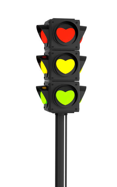 istock Heart-shaped traffic lights against blue sky symbolizing love, creativity, and positivity. isolated background 2203587763