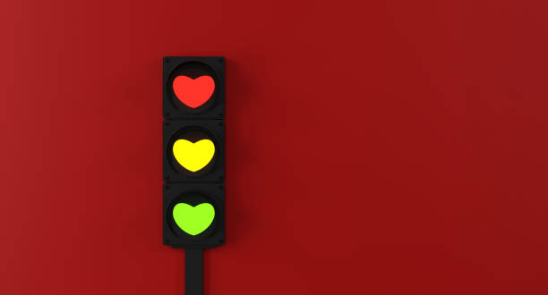 istock Love-Themed Traffic Light with Hearts and Gift Boxes. 3D Illustration 2203587781