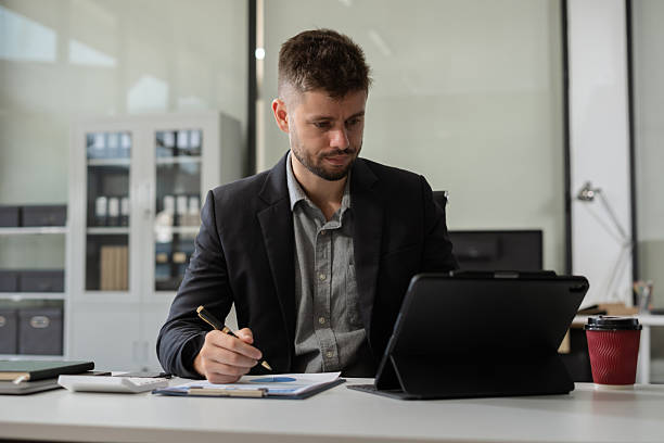 istock Happy man, entrepreneur, small business owner working online. 2203590168